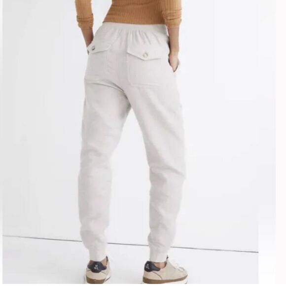 Madewell Cotton Waffle Jogger Pants Cream Ivory Large - Picture 2 of 9